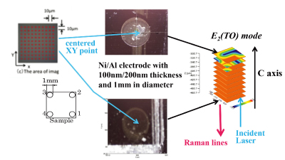 顕微レーザーラマン分光による電極付SiC結晶の残留応力分布